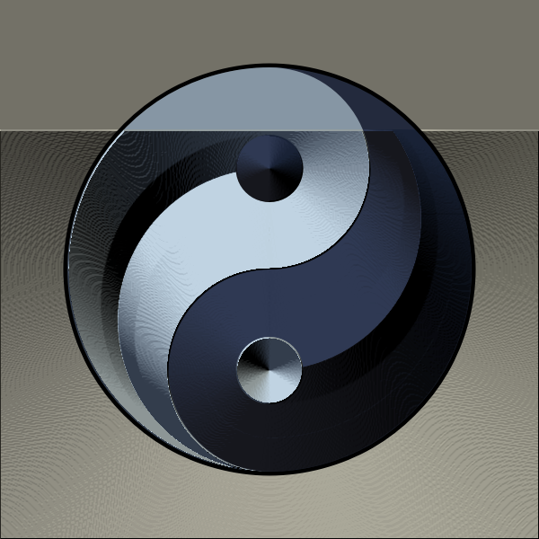 SVG Vector graphics of ying yang sign in gradual silver and blue color