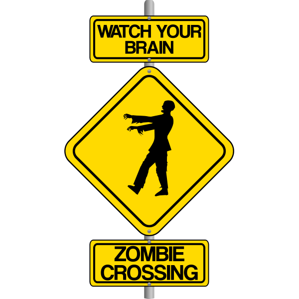 SVG Vector graphics of zombie crossing traffic warning sign