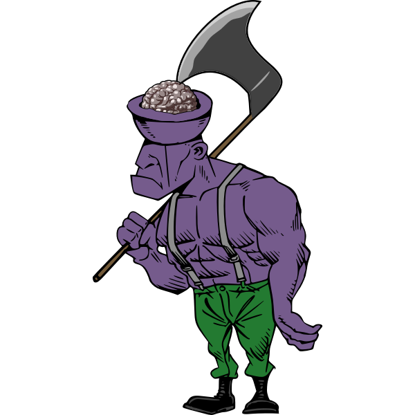 SVG Vector graphics of zombie with an exposed brain and axe