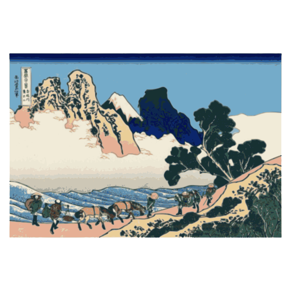 SVG Vector grapics of of view of Mount Fuji from Minobu River side