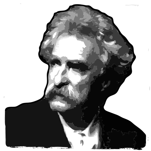 SVG Vector gray illustration of portrait of Mark Twain