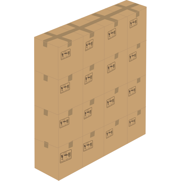 SVG Vector illustration of 16 closed boxes stacked up 4x4