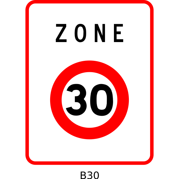SVG Vector illustration of 30mph speed limitation zone square French roadsign