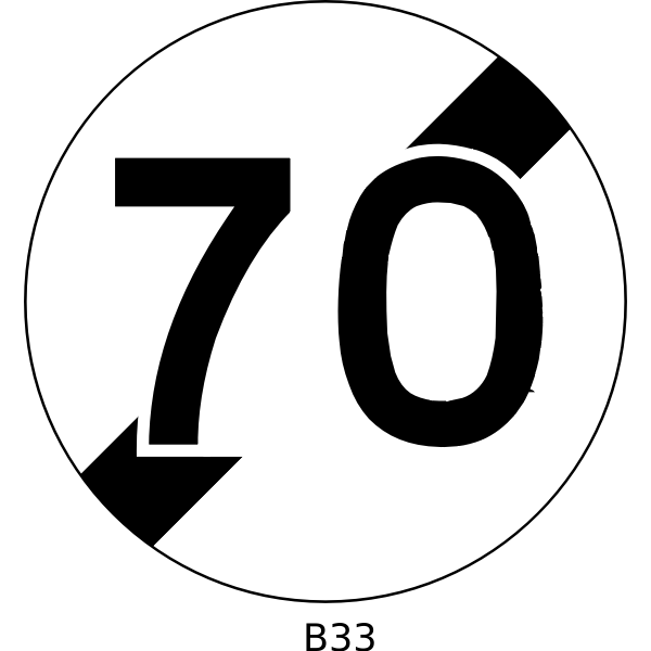 SVG Vector illustration of 70 mph speed limit ends traffic sign