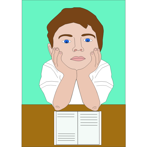 SVG Vector illustration of a boy reading