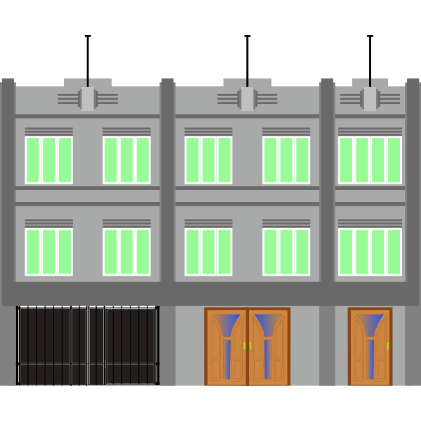 SVG Vector illustration of a building with green windows