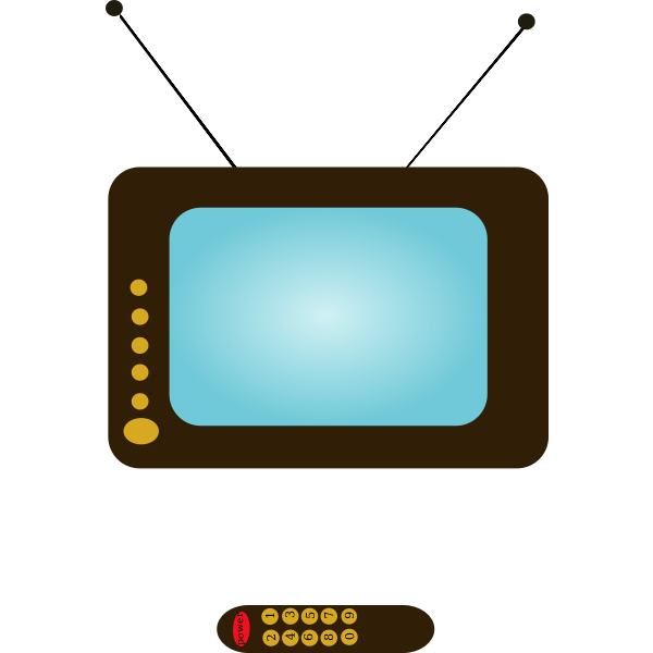 SVG Vector illustration of a TV set and a TV remote control