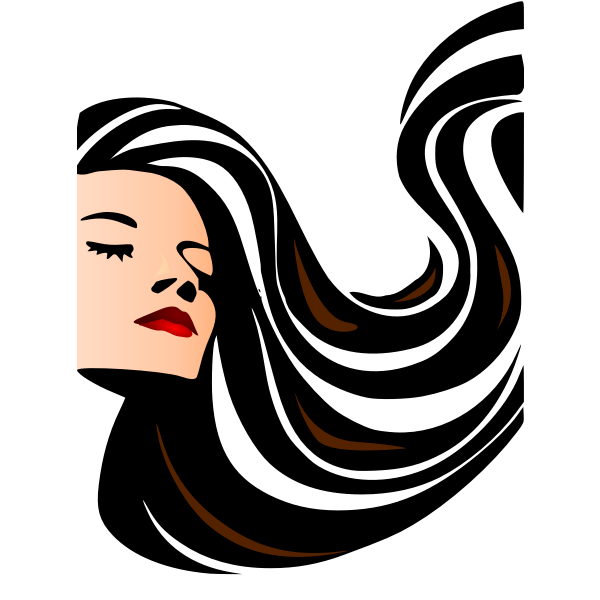 SVG Vector illustration of beautiful woman with long wavy hair