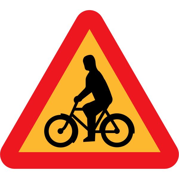 SVG Vector illustration of bike rider roadsign warning