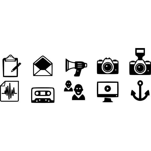 SVG Vector illustration of black and white communication icon set