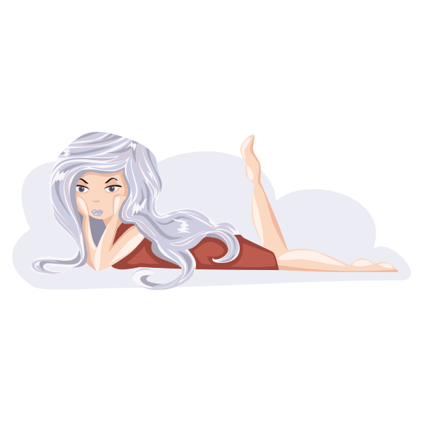 SVG Vector illustration of bored girl lying