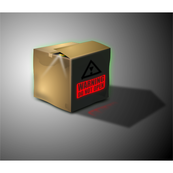 SVG Vector illustration of box with do not open warning sign on it