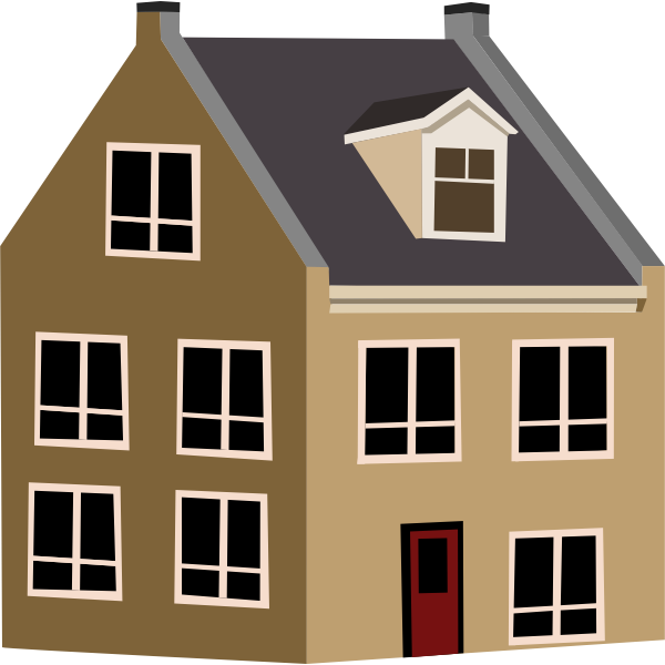SVG Vector illustration of brown house with large windows