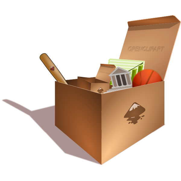SVG Vector illustration of cardboard box full of junk