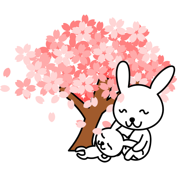 SVG Vector illustration of cherry blossoms rabbit