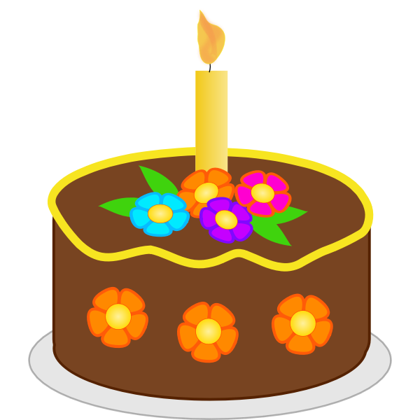 SVG Vector illustration of chocolate flowers birthday cake