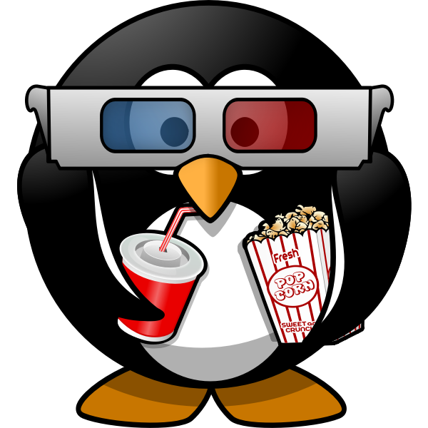 SVG Vector illustration of cinema viewer penguin