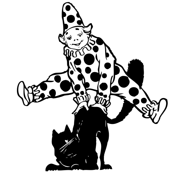SVG Vector illustration of clown jumping over cat