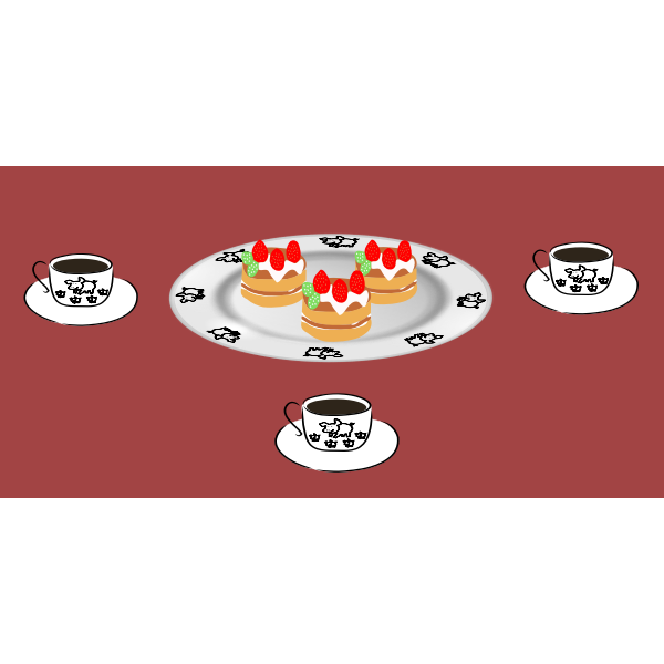 SVG Vector illustration of coffee and cakes serving