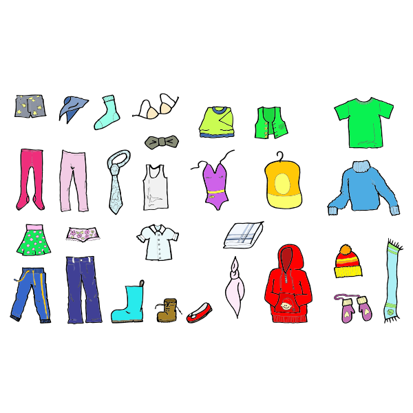 SVG Vector illustration of colored clothing for kids and adults