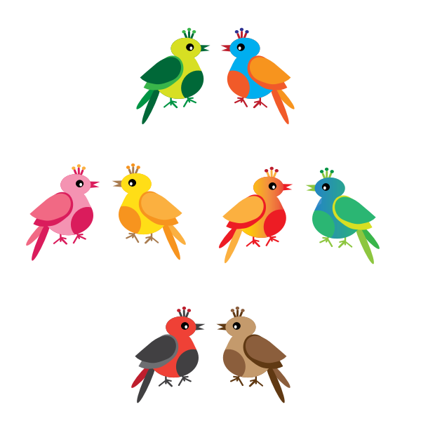 SVG Vector illustration of colorful birds
