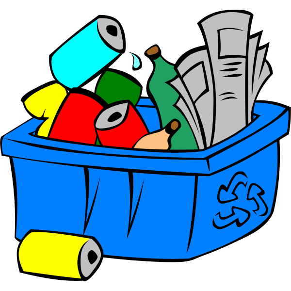 SVG Vector illustration of colorful recycle bin full of waste
