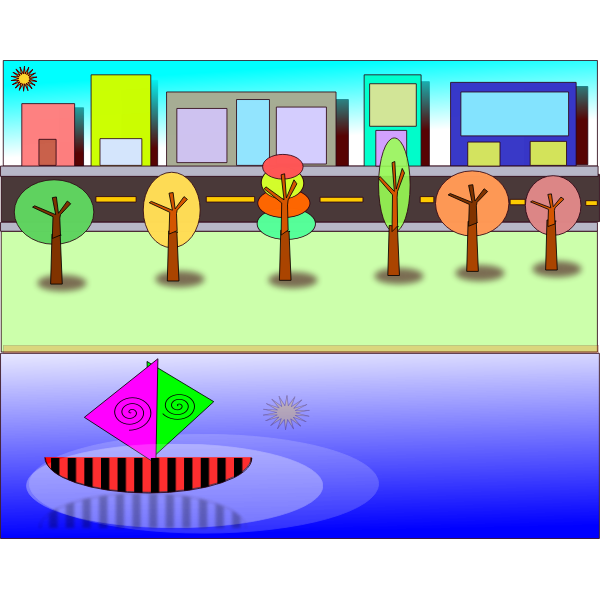 SVG Vector illustration of coloring book city scene