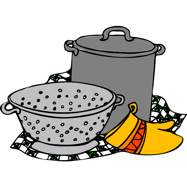 SVG Vector illustration of cooking pot siv and glove