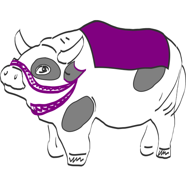 SVG Vector illustration of cow with purple saddle