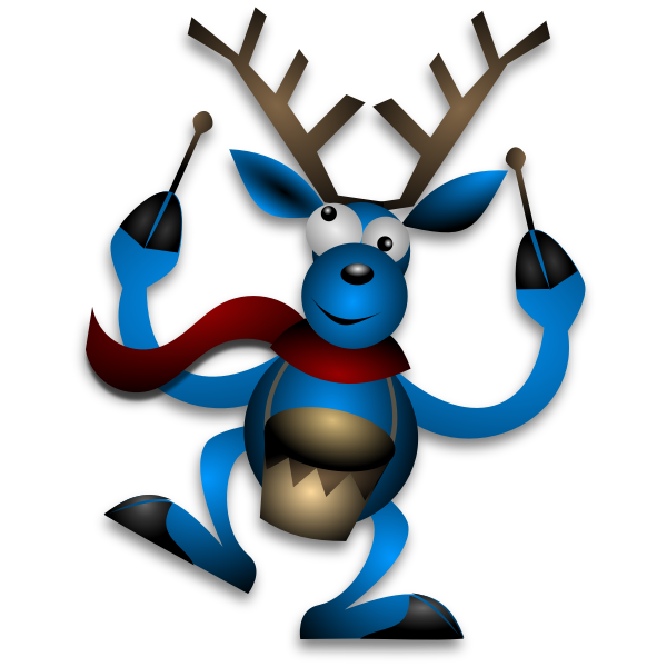 SVG Vector illustration of dancing raindeer with drums