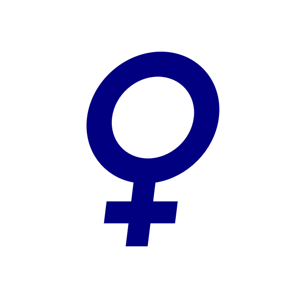SVG Vector illustration of dark blue italic gender symbol for females