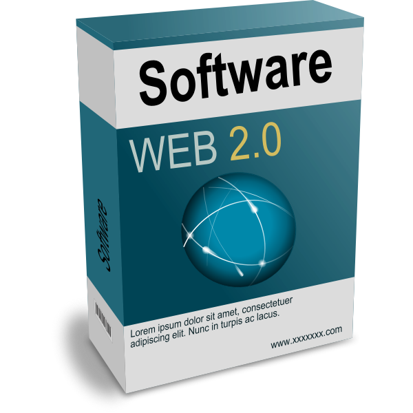 SVG Vector illustration of dark green software packaging box with branding