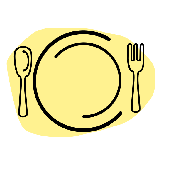 SVG Vector illustration of dinner plate with spoon and fork
