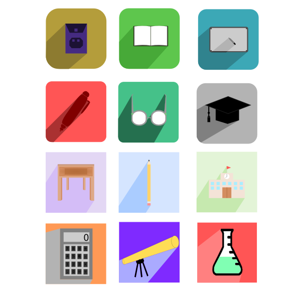 SVG Vector illustration of education flat design icons with shadows