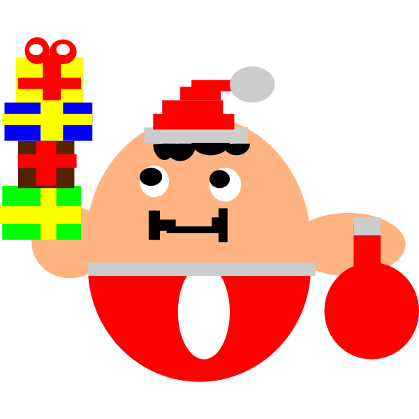 SVG Vector illustration of egg-shaped Santa delivering presents