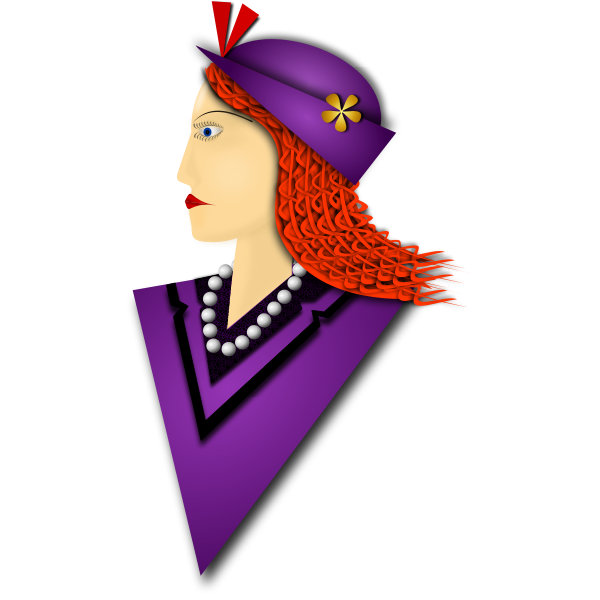 SVG Vector illustration of elegant woman with violet hat
