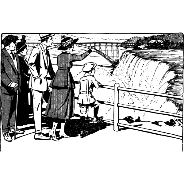 SVG Vector illustration of family enjoying Niagara falls view