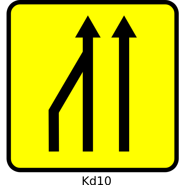 SVG Vector illustration of far left lane reduction roadsign in France