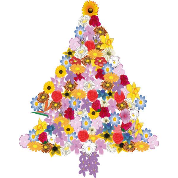 SVG Vector illustration of flower Christmas tree