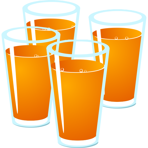 SVG Vector illustration of four glasses of freshly squeezed juice