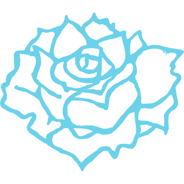SVG Vector illustration of full bloom rose in blue outline