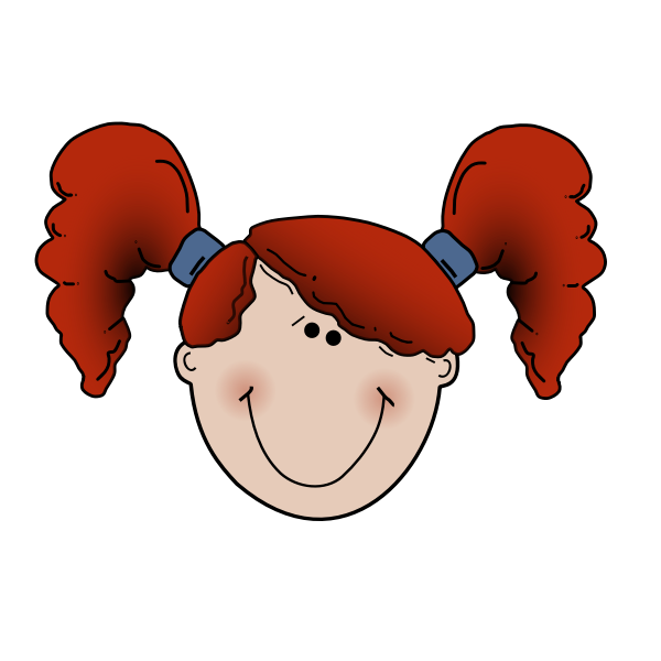 SVG Vector illustration of girl with pigtails smiling