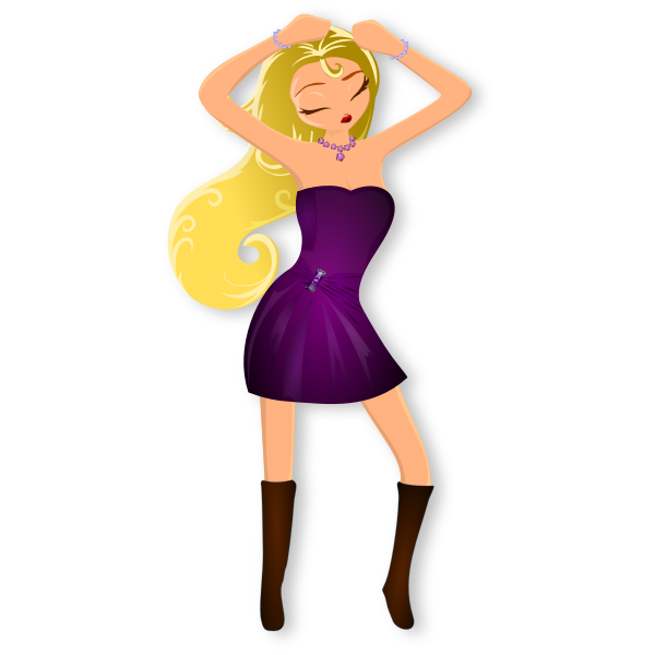 SVG Vector illustration of glamorous girl dancing in boots