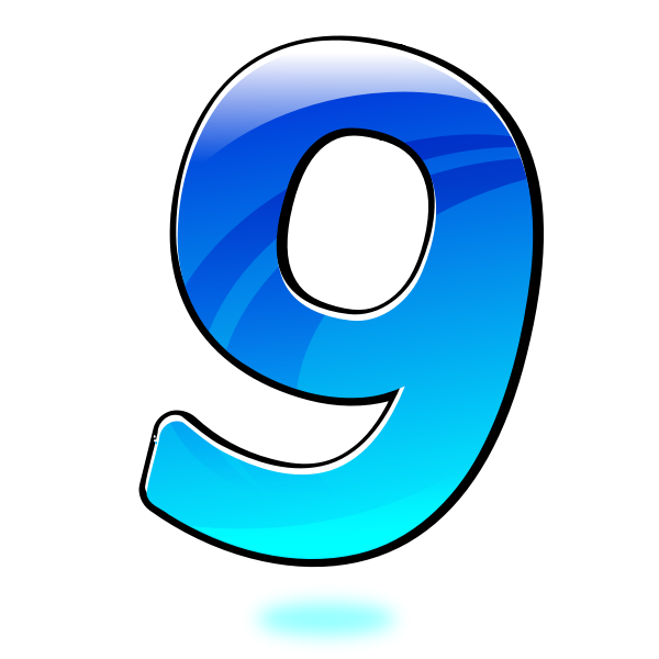 SVG Vector illustration of glossy number nine