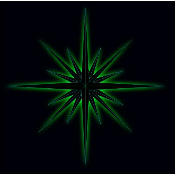 SVG Vector illustration of glowing green star on black background