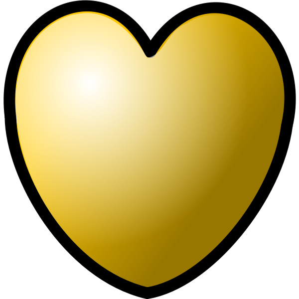 SVG Vector illustration of gold heart with thick line border