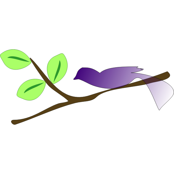 SVG Vector illustration of gradient blue bird on a branch