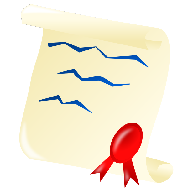 SVG Vector illustration of graduation document with a red seal