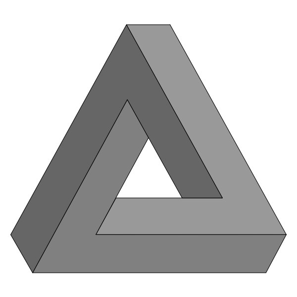 SVG Vector illustration of grayscale impossible triangle