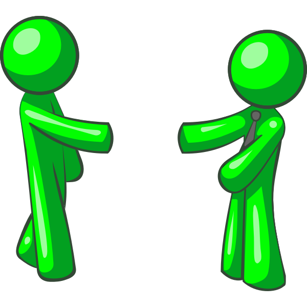 SVG Vector illustration of green figures shaking hands